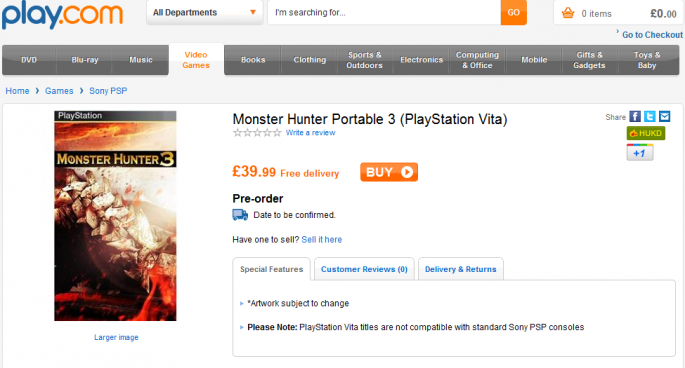 Monster Hunter 3 PSVita